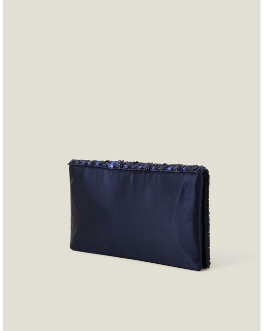 Accessorize Blue Tianna Metallic Embellished Clutch Bag
