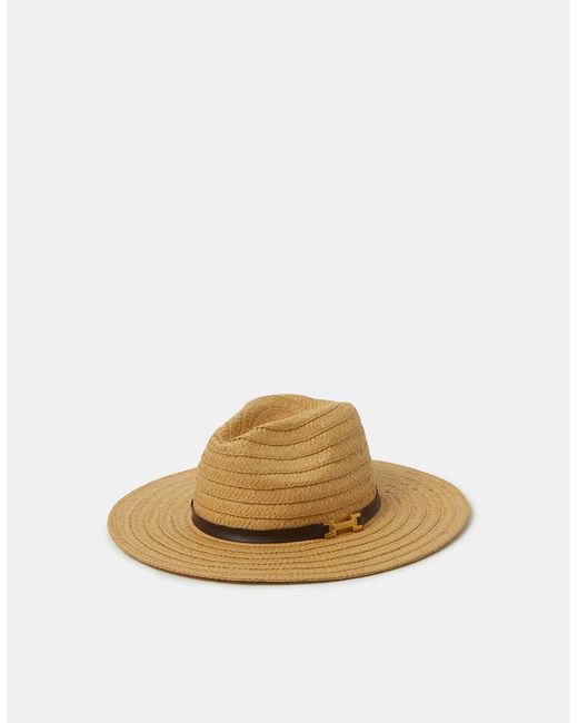 Accessorize Metallic Woven Fedora Hat