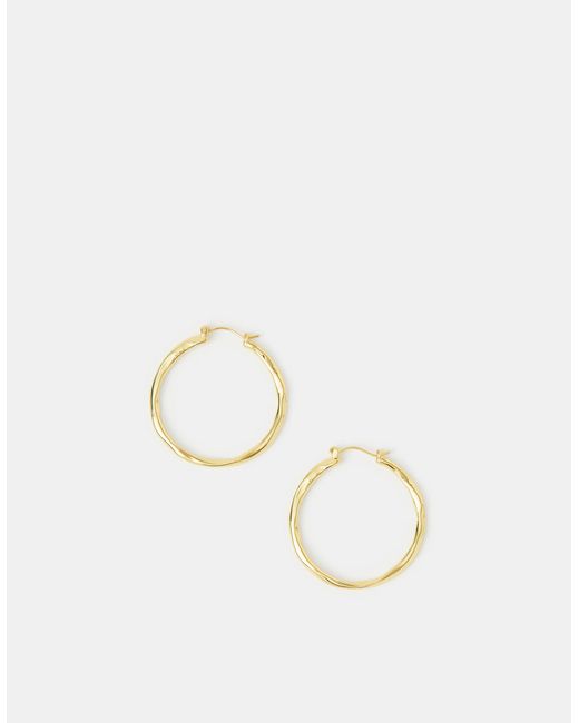 Accessorize Natural 14Ct-Plated Molten Hoop Earrings