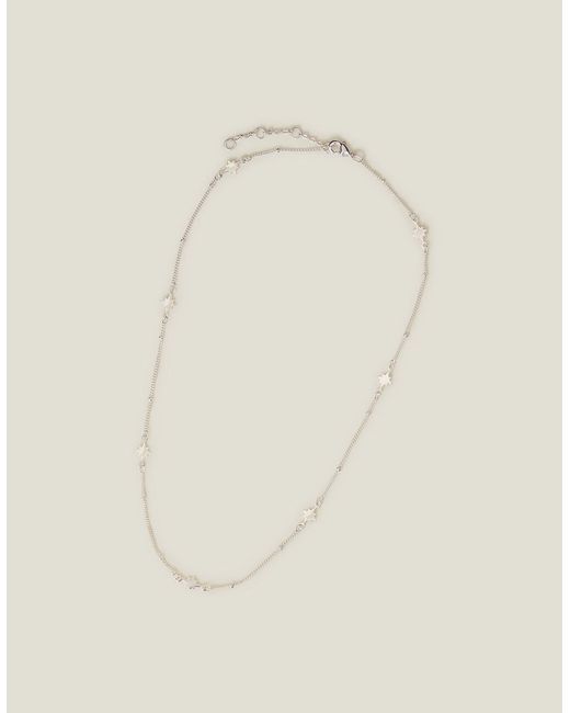 Accessorize Natural Sterling-Plated Star Station Necklace