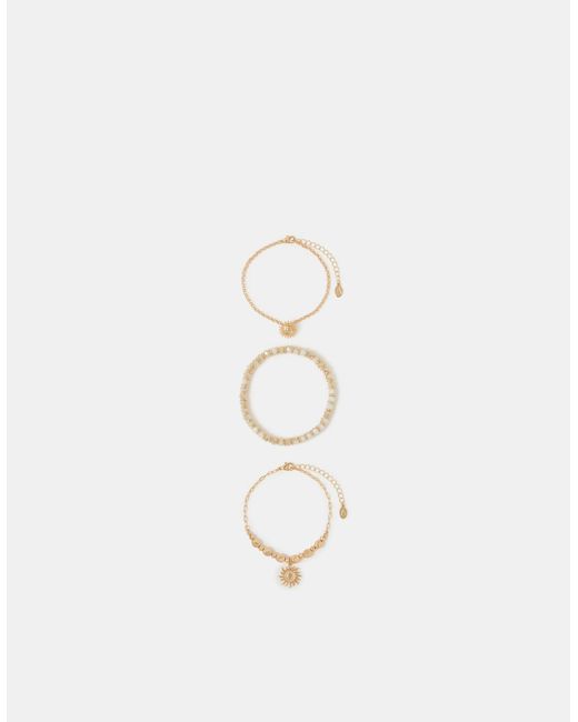 Accessorize White 3-Pack Sun Charm Beaded Anklets