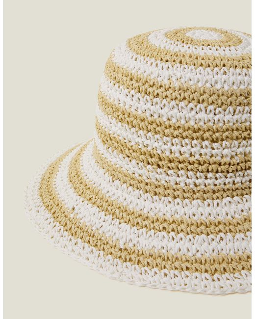 Accessorize Natural Stripe Bucket Hat