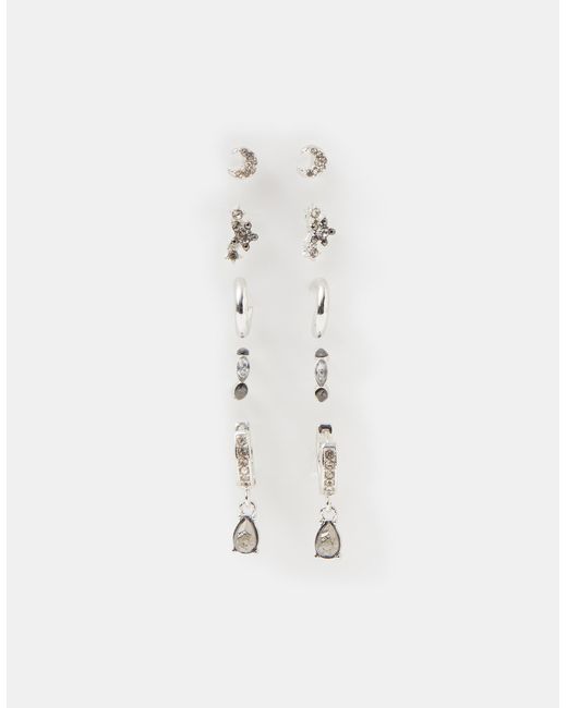Accessorize White 5-Pack Gem Stud & Hoop Earrings
