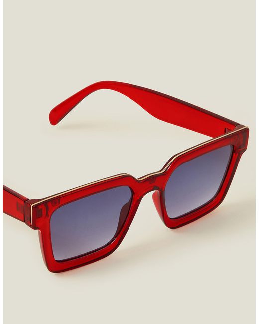 Accessorize Women's Red Crystal Flat Top Sunglasses
