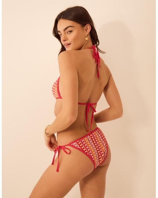 Accessorize Orange Crochet Triangle Bikini Top