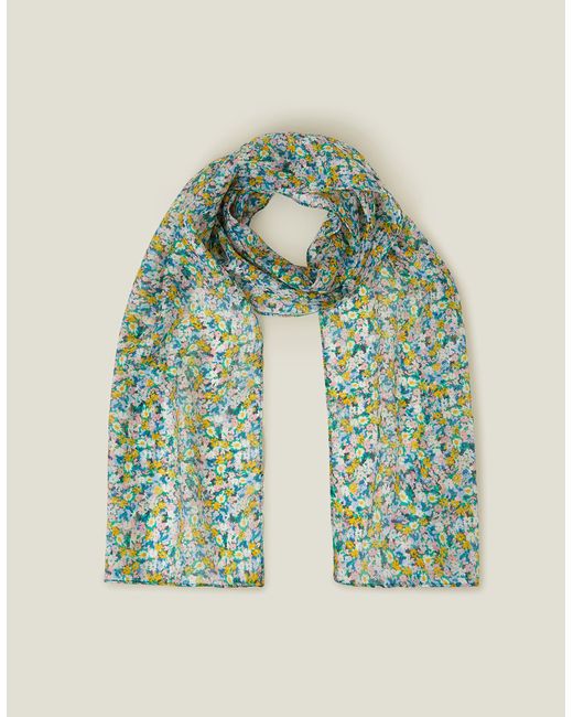 Accessorize Green Ditsy Floral Silk Scarf