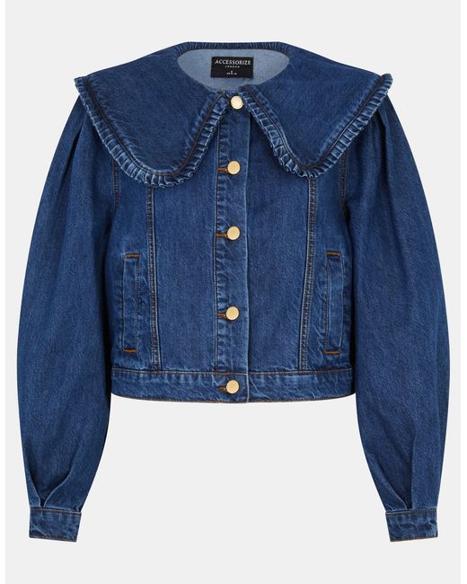 Accessorize Blue Frill Collar Denim Jacket