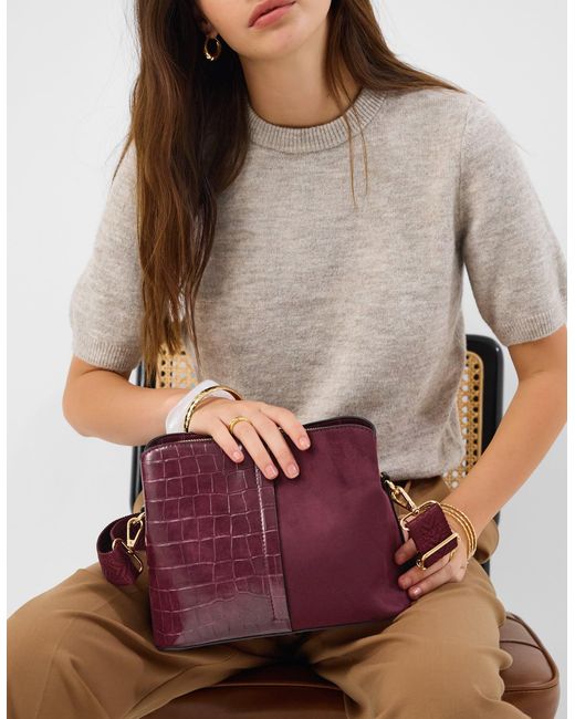 Accessorize Purple Faux Croc Crossbody Bag