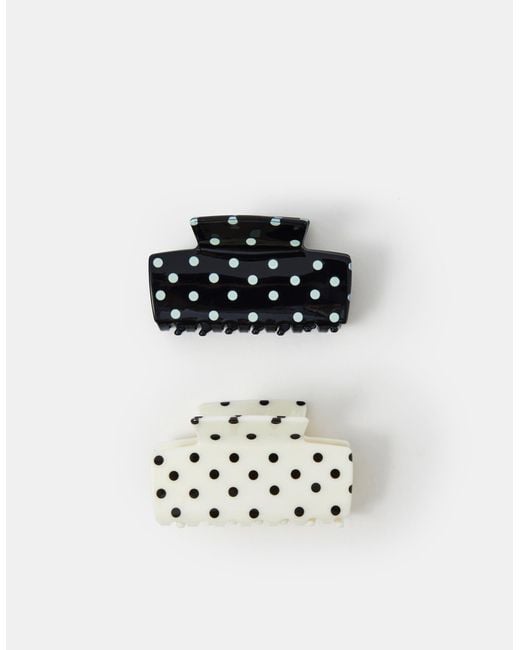Accessorize Black 2-Pack Polka Dot Claw Clips