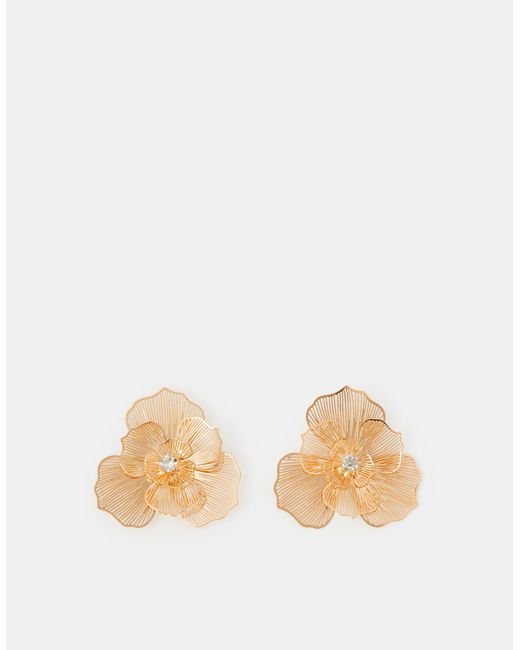 Accessorize Natural Filigree Flower Stud Earrings