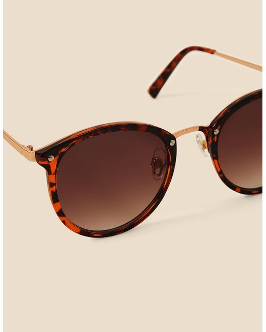Accessorize Natural Metal Bridge Round Preppy Sunglasses