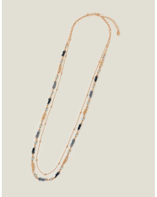 Accessorize Metallic Layered Facet Bead Necklace
