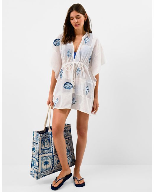 Accessorize White Shell Patchwork Mini Kaftan