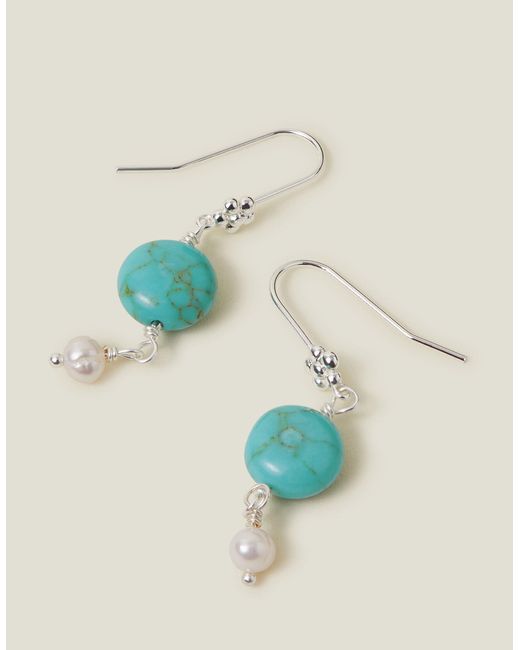 Accessorize Blue Women's Sterling Silver-plated Turquoise Drop Earrings