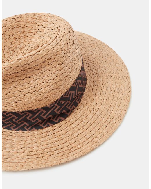 Accessorize Brown Straw Fedora Hat