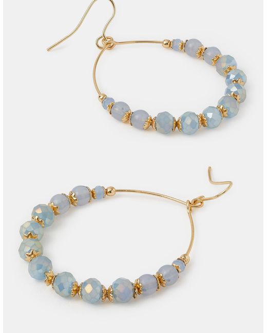 Accessorize Blue Beaded Hoop Earrings