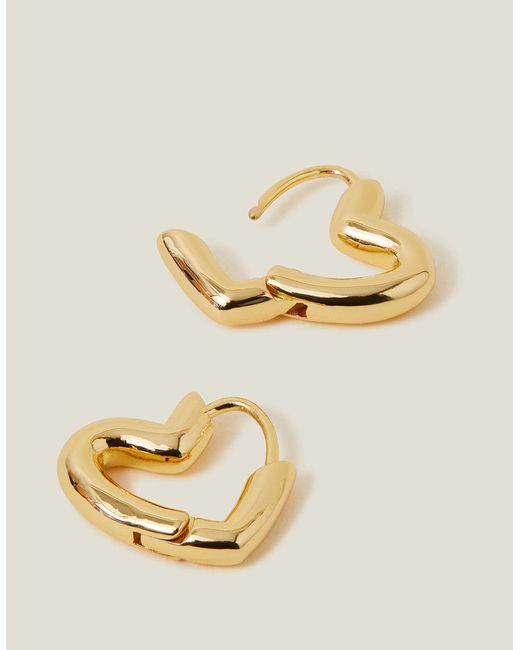 Accessorize Metallic 14ct Gold-plated Heart Hoops