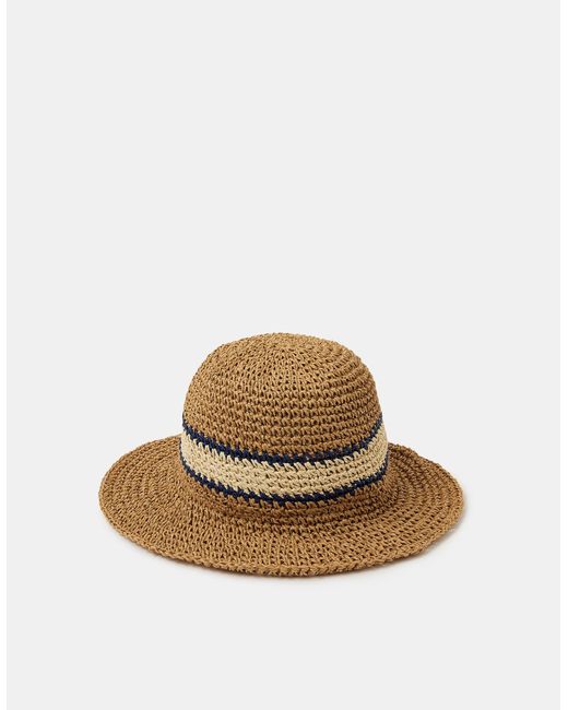 Accessorize Brown Varsity Stripe Woven Bucket Hat