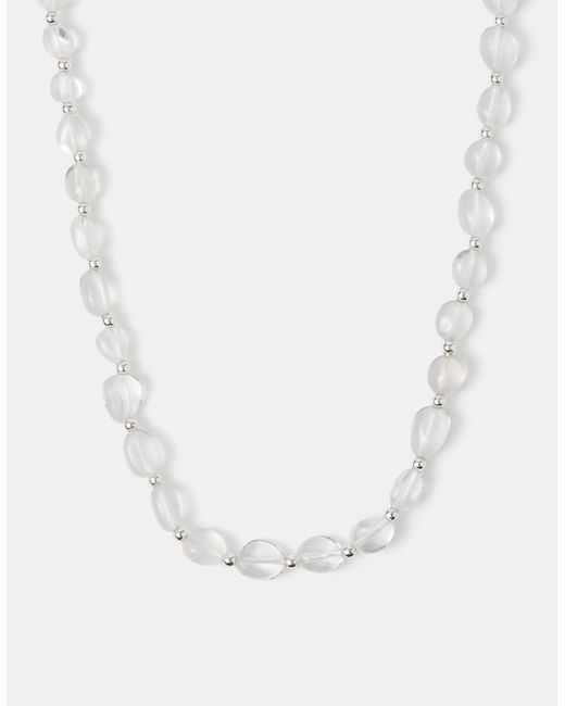Accessorize White Sterling-Plated Clear Quartz Necklace