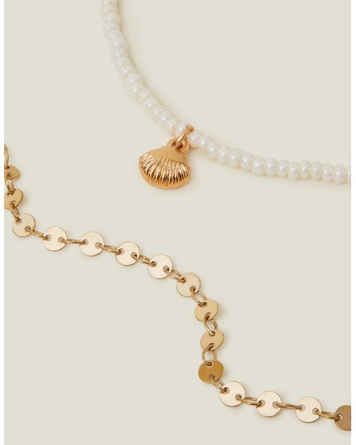 Accessorize Natural Women's Gold 2-pack Shell Charm Anklets