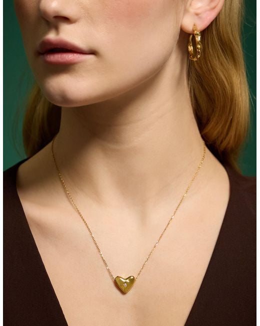 Accessorize Natural Stainless Steel Molten Heart Pendant Necklace