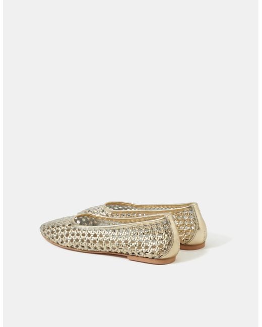 Accessorize White Woven Leather Ballet Flats