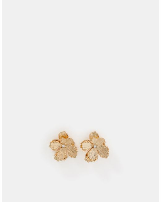 Accessorize Natural Textured Flower Stud Earrings