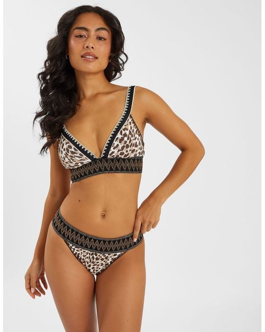 Accessorize Brown Leopard Print Band Bikini Top