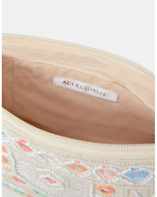Accessorize White Mirror Embellished Sling Crossbody Bag
