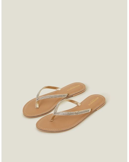 Accessorize Natural Daniella Beaded Flip Flops