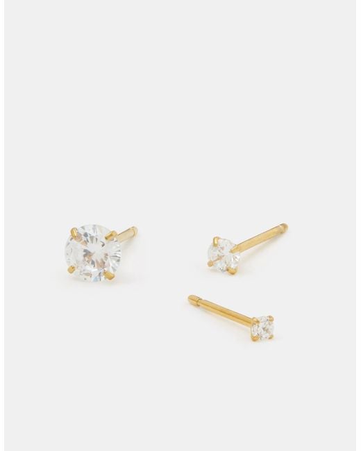 Accessorize White 3-Pack Stainless Steel Cubic Zirconia Stud Earrings