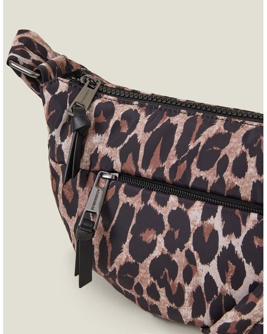 Accessorize Natural Leopard Print Nylon Sling Cross-body Bag