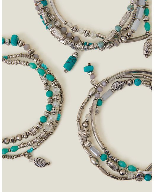 Accessorize Women's Blue And Silver Stretch Bracelets Multipack