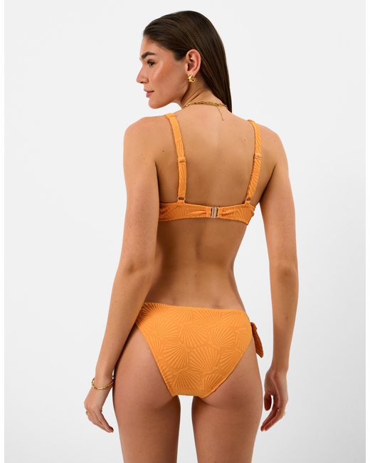 Accessorize Orange Shell Embossed Tie Side Bikini Bottoms