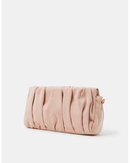 Accessorize Blue Ruched Faux Suede Clutch Bag