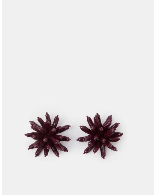 Accessorize Purple Chrysanthemum Flower Stud Earrings