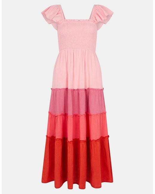 Accessorize Cotton Colourblock Tiered Maxi Dress