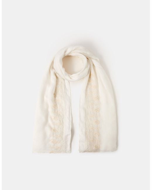Accessorize White Lightweight Embroidered Scarf