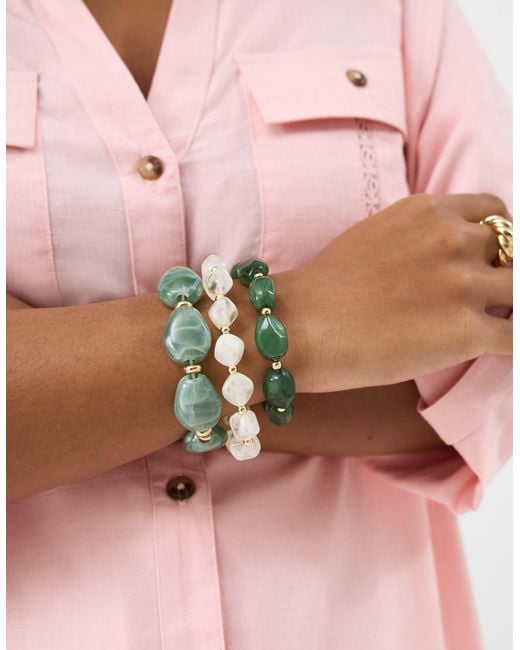 Accessorize Green 3-Pack Resin Bead Stretch Bracelets
