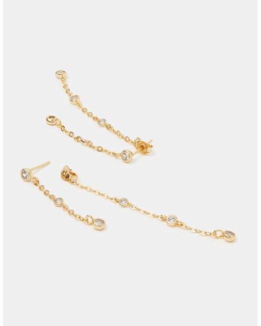 Accessorize Brown 14Ct-Plated Chain Drop Earrings