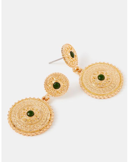 Accessorize Metallic Double Disc Drop Earrings