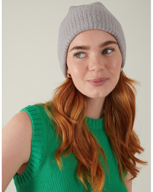 Accessorize Gray Classic Knitted Acrylic Soho Beanie Hat