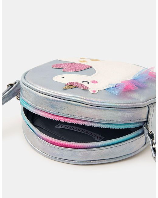 Accessorize Gray Round Unicorn Crossbody Bag