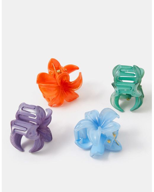 Accessorize White 4-Pack Mini Flower Claw Clips