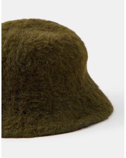 Accessorize Green Fluffy Bucket Hat