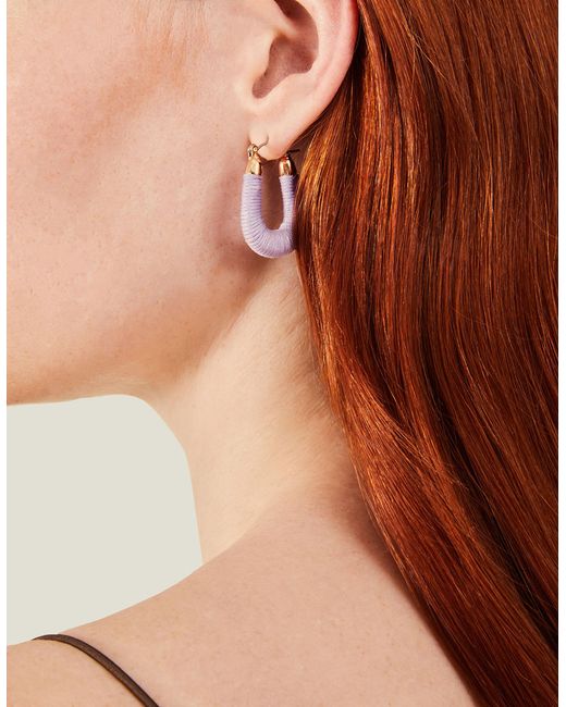 Accessorize Pink Women's Gold/purple Wrapped Hoop Earrings