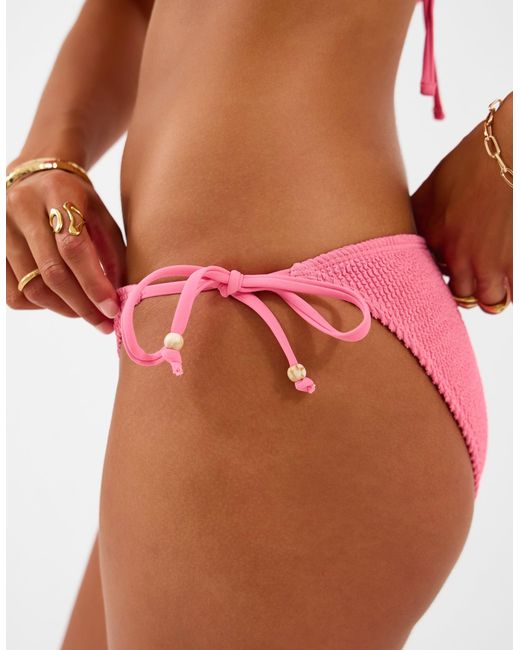 Accessorize Orange Crinkle Tie Side Bikini Bottoms