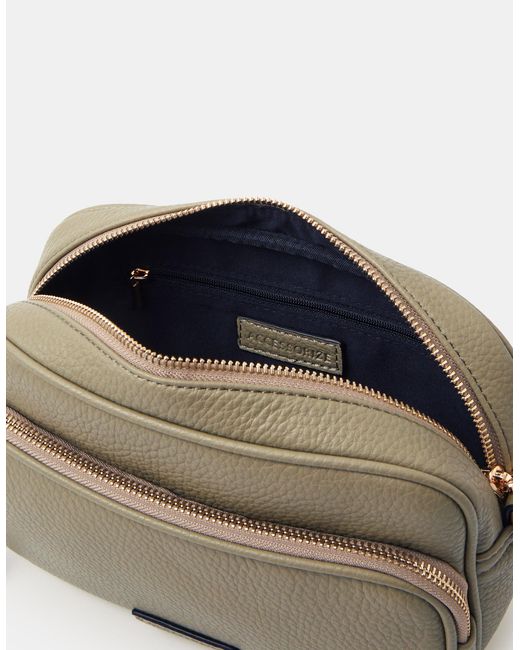 Accessorize Gray Dina Double Zip Crossbody Bag