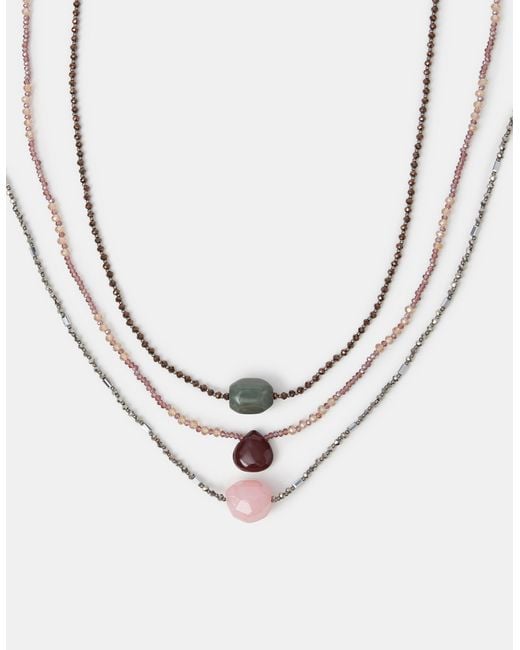 Accessorize Metallic 3-Pack Resin Pendant Necklaces