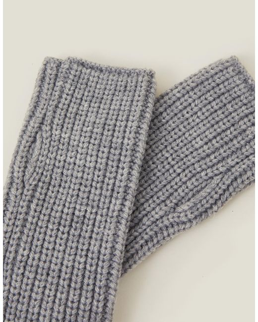 Accessorize Gray Ribbed Cut Off Gloves